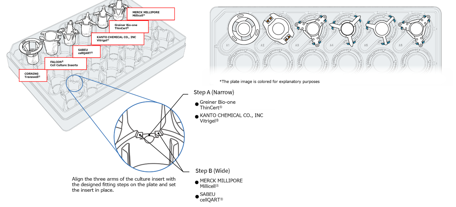 Holding different types of cell culture inserts in place