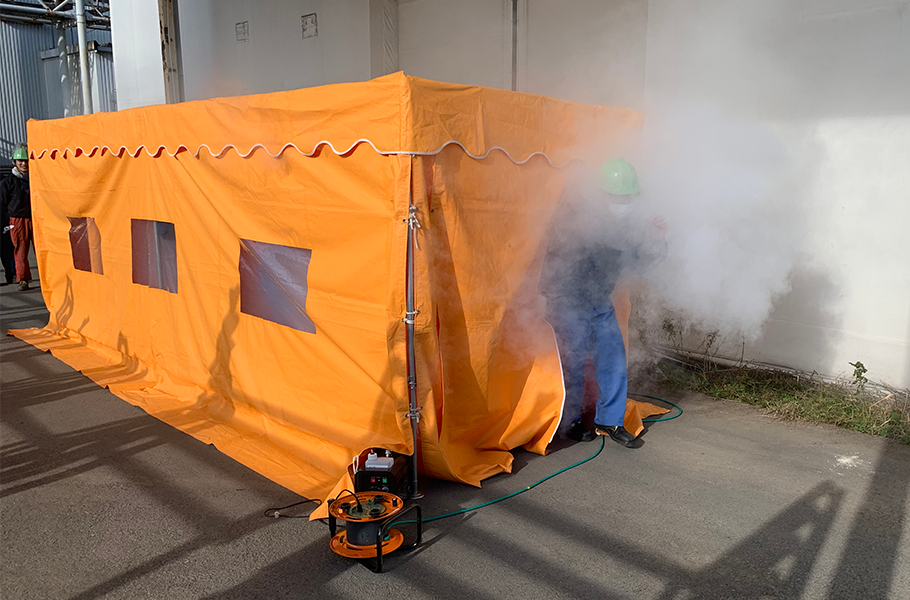 静岡工場　防災訓練（火災時の避難方法を学習）