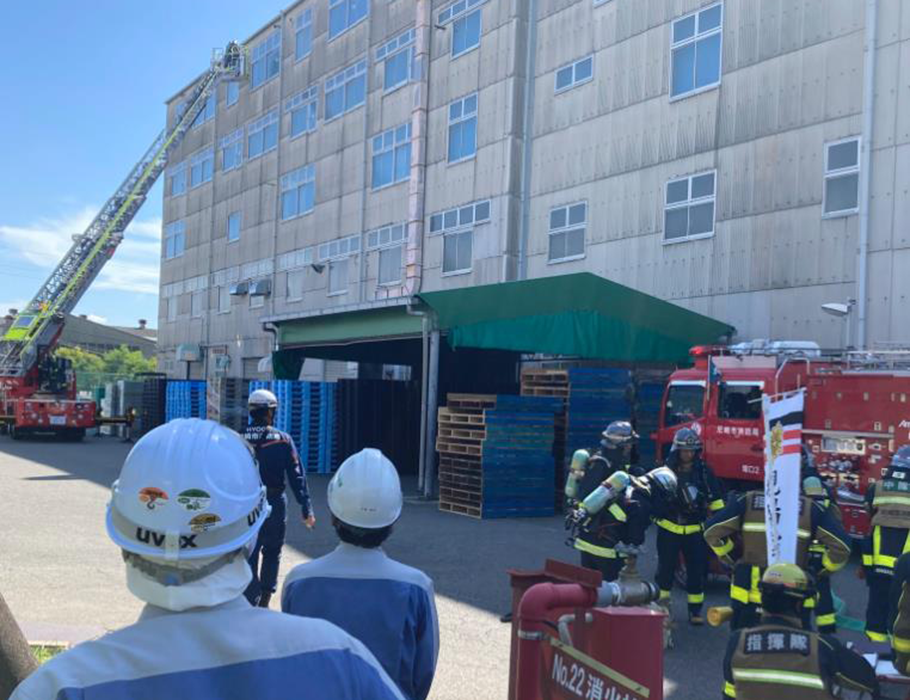 尼崎工場　中高層建物火災防ぎょ訓練
