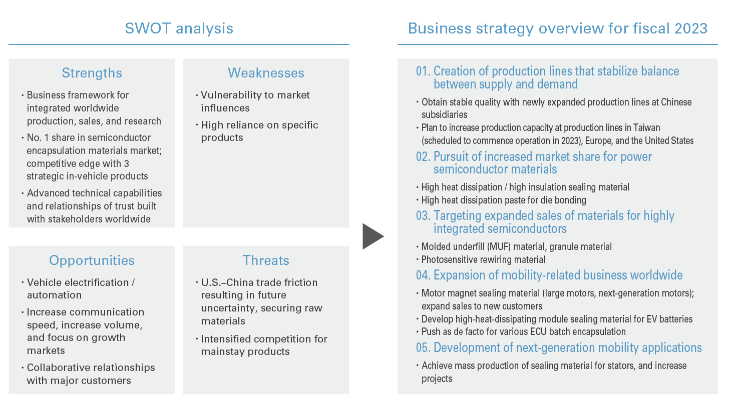 SWOT analysis/Business strategy overview for fiscal 2023