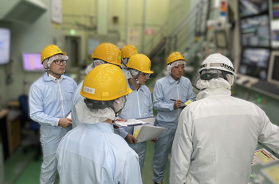 Participants performing a plant inspection