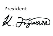 President Kazuhiko Fujiwara sign