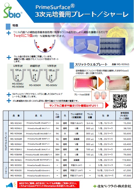 3次元培養用培養プレート