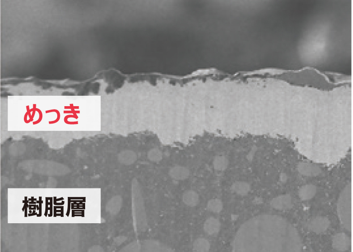 界面写真　樹脂層とめっき部分