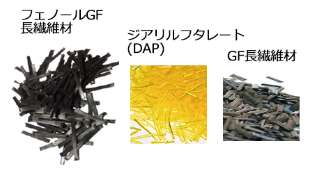 フェノールGF長繊維材，DAP，GF長繊維材